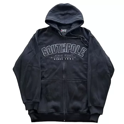 Vintage Y2k Cyber Goth Southpole Black Grunge Skater Hoodie Jacket Men's Medium • $50