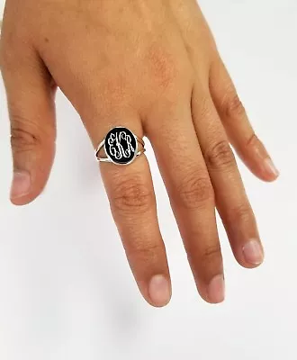  925 Sterling Silver Oval Plain Monogram RingWomen's Monogram Personalize Ring • $30.99