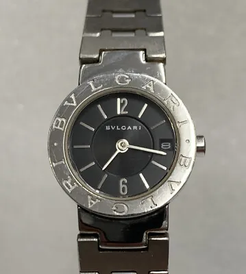 BVLGARI BB33SS Black Dial Date Bulgari Quartz Women's Wristwatch SS Silver Band • $870