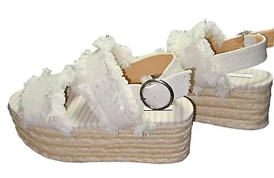 Zara Trafalulac Espadrille Sandals Size Beige Fringe Boho  • $24.99