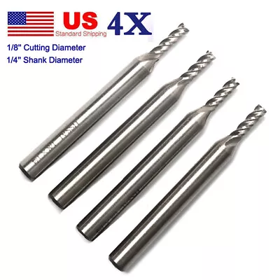 4x 1/8 Cutting Dia. HSS CNC End Mill Milling End Cutter Drill Bit 1/4  Shank US • $10.99