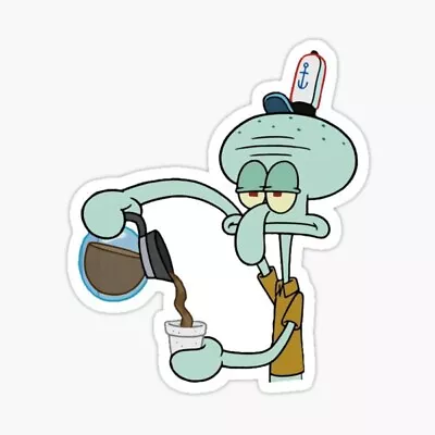 £3.83 • Buy Squadward Pouring Coffee SpongeBob SquarePants Funny Sticker Decal