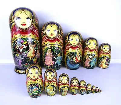 Matryoshka Nesting Dolls 12  15 Pc. Nutcracker Fairytale Hand Made Set Russian  • $999.99