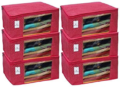 £30.55 • Buy (Pack Of 6) Polka Dots 3 Layered Saree Cover (Rani) (store 10 To 12 Saress Each)