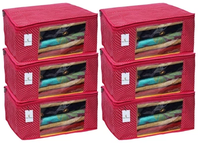 £30.55 • Buy (Pack Of 6) Polka Dots 3 Layered Saree Cover (Rani) (store 10 To 12 Saress Each)