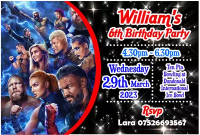£6.25 • Buy 12 Personalised WWE Wrestling Birthday Party Invitations