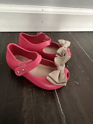 Toddler Mini Melissa Ultragirl Bow Pink Flats Shoes US Size 8 • $15