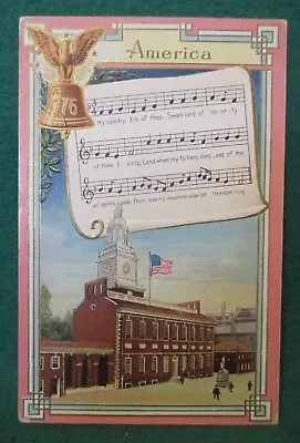 Estate Sale ~ Vintage Embossed Patriotic Song Postcard - America • $2.50