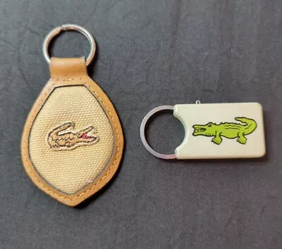 2 Vintage 80s Lacoste Izod Crocodile Logo Leather Keyring Key Ring Chain Fob  • $19.99