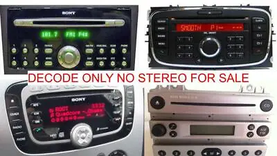 Ford Sony 6000 Cd Mp3 4500 Dab 6 Disc Radio Code Decode Servicemondeofiestaka • £0.99
