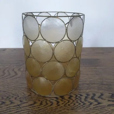 BHS Capiz Shell Lampshade 1970s Ceiling Light Pendant Cylinder Shade Vintage • £19.99