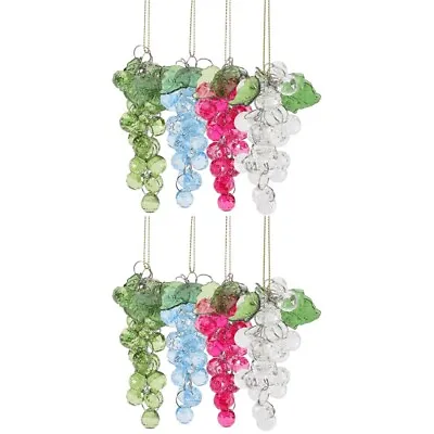  8 Pcs Artificial Fruit Grapes Glass Christmas Tree Decorations • £19.45