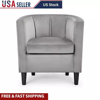 Barrel Velvet Accent Arm Chair W/ Backrest Thick Cushion Dining Room Bedroom New • $100.75