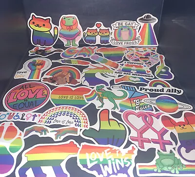 LGBT Pride Vinyl Stickers X10 LGBTQIA+ Laptop Skateboard Rainbow Stickers • £2.90