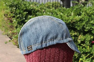 Cycling Cap  VINTAGE DENIM  One Size 100% COTTON   Handmade New • $19.99