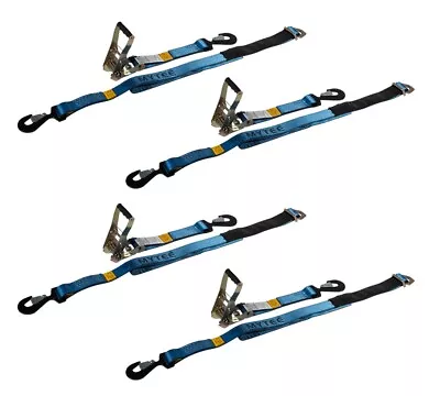 (4 Pack) Ratchet Tie Down Axle Straps W/Snap Hooks Race Car Trailer Car Hauler • $74.99