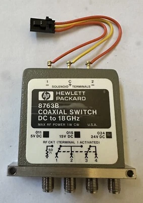 $24.99 • Buy HP / Agilent / Keysight 8763B 18GHz 4 Port Coaxial Switch