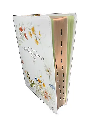 The Spiritual Growth Bible Study Bible NLT - New Living T.  Thumb Index Floral • $82.80