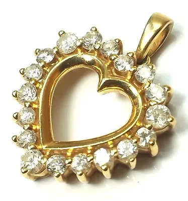 Gorgeous 14 Karat Gold 1.00 Carat SI1-SI2 G-H Diamond Heart Pendant • $895