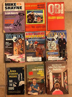 Vintage Lot Of 9 Alfred Hitchcock Ellery Queen M. Shayne Mystery Magazines/Bks • $19.99