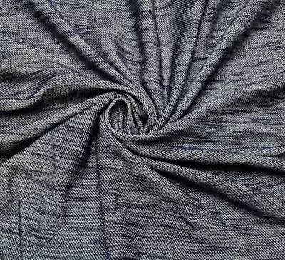 £0.99 • Buy Knit Jersey Fabric T-Shirt Denim Looking Navy/ White  4 Way Stretch 59  Wide