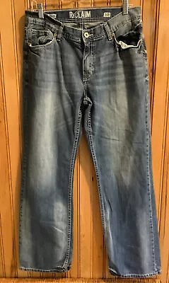 Reclaim Relaxed Bootleg Jeans Mens 33X 31 Stretch Medium Blue Denim Boot Cut • $19.99