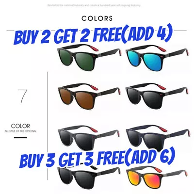 Polarized UV400 Optical Sunglasses Driving Square Frame Sunglasses Men-Women2024 • £4.99