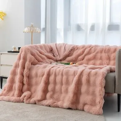 Fluffy Soft Fur Plush Blanket Warm Winter Bed Blankets Solid Sofa Cover Luxury  • $129.23