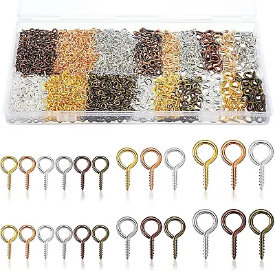 600 Pieces 6 Colors Eye Screw Hooks Small Metal Eyelet Screws Mini Peg Self Tapp • $12.58