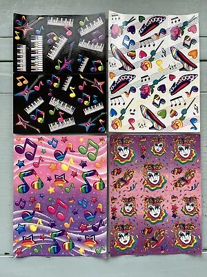 Vintage Music Theme Lisa Frank Sticker Sheets Lot Of 4 Keyboard Mardi Gras Heels • $24.99