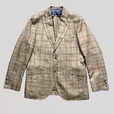 Hackett Mayfair Jacket Blazer 40R Loro Piana Summertime Brown Check Wool Silk • £134.29