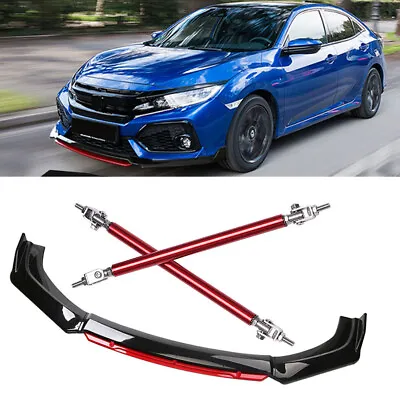 Front Bumper Lip Splitter Spoiler Strut Rod Body Kit For Honda Civic Si EX EX-L • $79.99