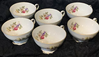 Mitterteich Bavaria Coffee Tea Cups Meissen Floral 4  Gold Trim Germany Set Of 6 • $72.55