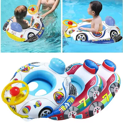 Inflatable Car Baby Swimming Ring Toddler Pool Float Seat Boat Kids Toy Water • £7.58