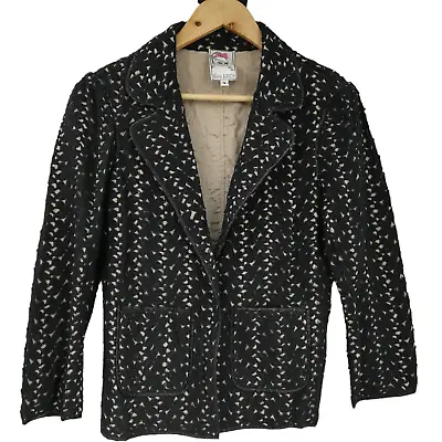 Yoana Baraschi Crochet Lace Structured Jacket Blazer Size 6 Lined 3/4 Sleeve • £24.39