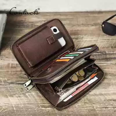 US Stock Men's RFID Leather Clutch Bag Wallet Purse Phone AirTag 18 Card Holder • $56.99