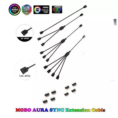 ARGB 5V 3Pin Extension Cable Adapter For PC Case 12v 4pin RGB Splitter Cable SMI • $3.50