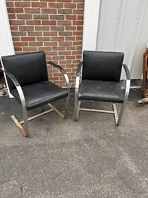 Pair Of Knoll Ludwig Mies Van Der Rohe Brno Chairs Rough As Is  • $325