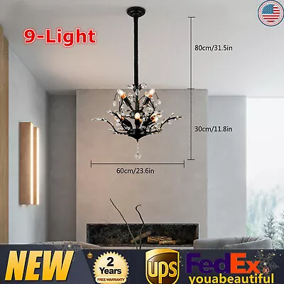 9-Light Chandelier Lamp Crystal Pendant Light Kitchen Island Ceiling Lamp • $55.10