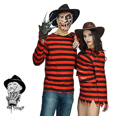 Halloween Freddy Krueger Couple Fancy Dress 80s Horror Movie Mens Ladies Costume • $46.19