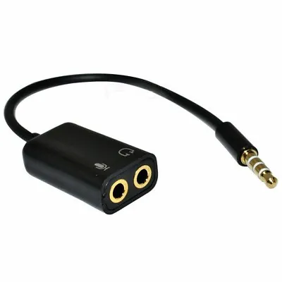 3.5mm Mic Audio Jack To Headphone Microphone Y Splitter Cable Converter Adapter • £3.99