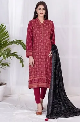 Lakhany 3 Piece Unstitched Printed Cashmi Vool Suit CVC-1020-A • £24.99