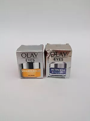 Set Of OLAY Eyes Vitamin B3 Eye Cream & Retinol 24 Night Eye Cream 15ml • £17.99