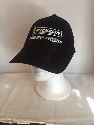 NWT Michelin Power Super Sport Fitted Black Cap White Embroidery Breathable • $13.99