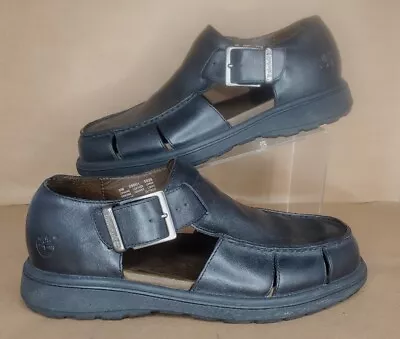Timberland Sandals Fisherman Size 10 Genuine Leather Mens Black • $29.99