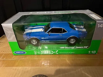 Rare! 1968 Chevy Camaro Z28 Blue & White Stripes 1:18 Opening Hood & Doors Nib • $79.99