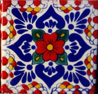 C#117)) Mexican Tile Sample Wall Floor Talavera Mexico Ceramic Handmade Pottery • $1.75