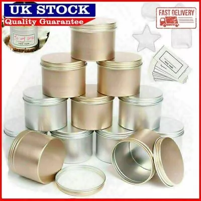 12x Candle Making Tins Candle Jar&4 Tealight Cup For Wax Soy Making Container • £11.30