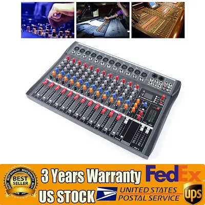 12 Channel Audio Mixer Bluetooth USB DJ Sound Mixing Console Amplifier Studio • $118