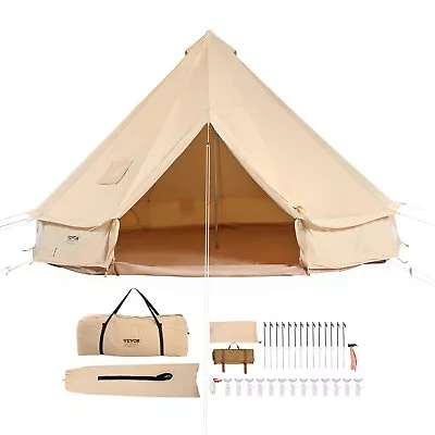VEVOR Canvas Bell Tent 6m/19.68ft 4-Season Camping Yurt Tent With Stove Jack • £503.99